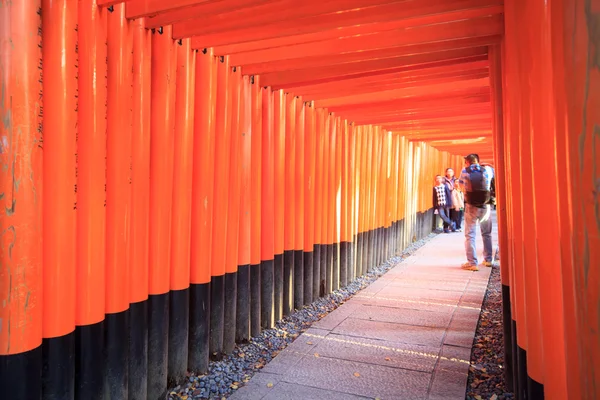 Torii poorten in Fushimi Inari Shrine, Kyoto, Japan — Stockfoto