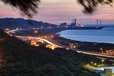 Tayvan sahilde gece görünümü