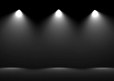 Işık soyut Galeri tiyatro iç 3d gerçekçi arka plan spot