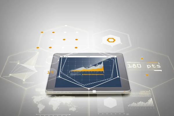 Close up of tablet pc computer with diagram chart — Zdjęcie stockowe