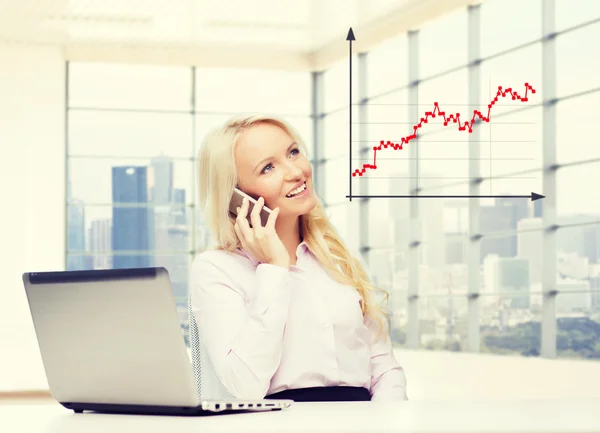 Sonriente mujer de negocios llamando en smartphone — Foto de Stock