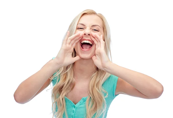 Young woman or teenage girl shouting — Stock Photo, Image