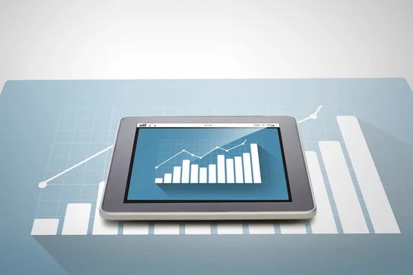 Close up of tablet pc computer with diagram chart — Stok fotoğraf