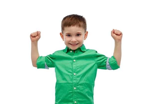 Feliz niño sonriente con la mano levantada —  Fotos de Stock