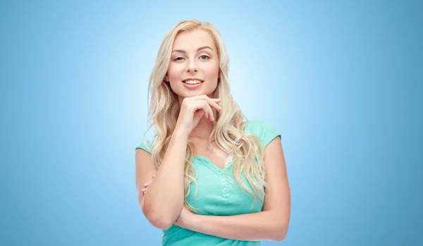 Happy smiling young woman or teenage girl — Stock Photo, Image