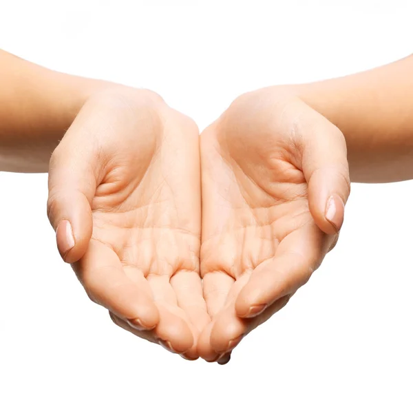 Close up of womans cupped hands — Stock Photo, Image