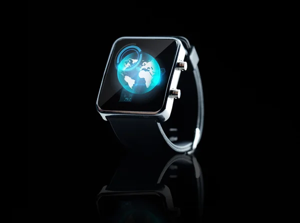 地球でのスマートな腕時計のクローズ アップ — ストック写真