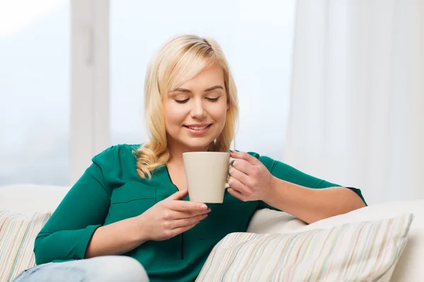 Happy young woman at home — Stock Photo, Image