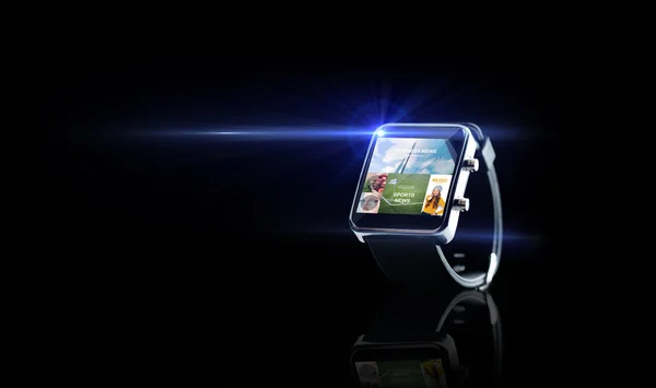 Close up of smart watch with media application — Stock Photo, Image