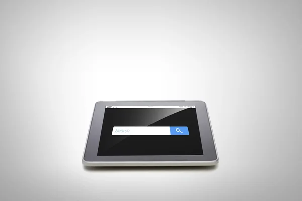 Close up of tablet pc with internet browser search — Stock Photo, Image