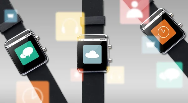 Close up of smart watch with application icons — Stock Fotó