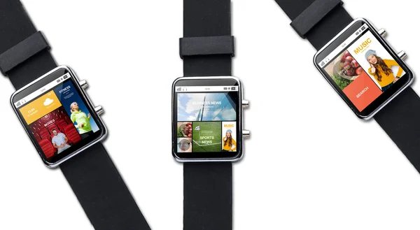 Close up of smart watch with internet applications — Stock Photo, Image