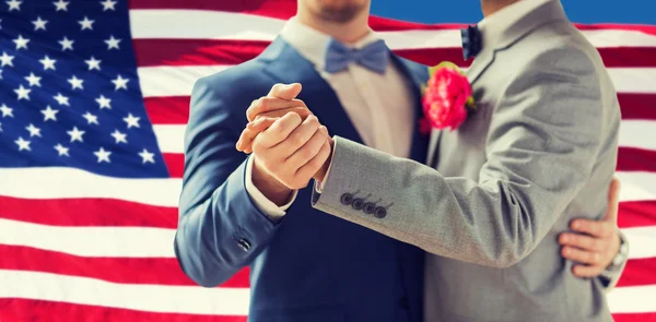 Close up of happy male gay couple dancing — Stock Photo, Image