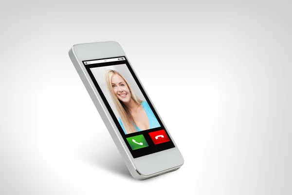 Close up of smarthphone with incoming call — 图库照片