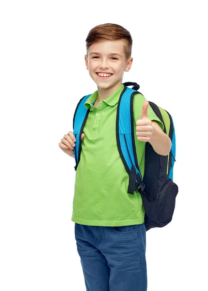 Niño estudiante feliz con la bolsa de la escuela — Foto de Stock