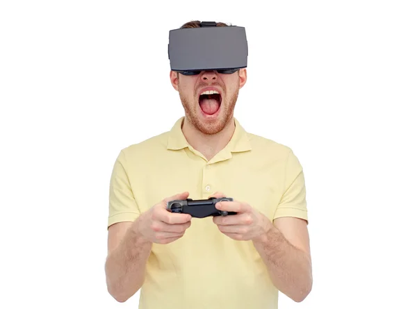 Человек в гарнитуре виртуальной реальности или 3D очки — стоковое фото
