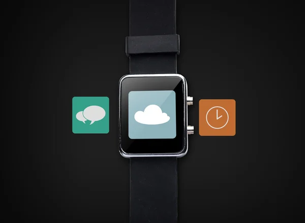 Close up of smart watch with application icons — Stock Photo, Image