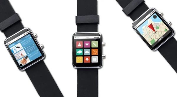 Close up of smart watch with application on screen — Stock Photo, Image