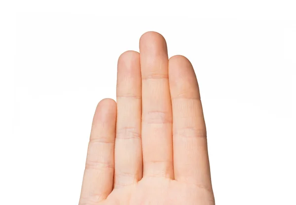 Dört parmak gösteren el yakın — Stok fotoğraf