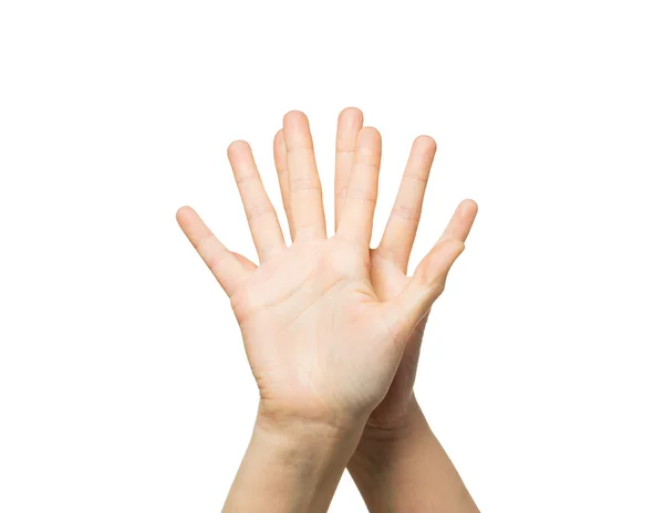 Close up of two hands showing five fingers — Stock Photo, Image