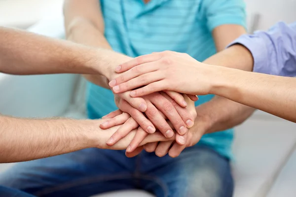 Close up of friends connecting hands together — Stock Photo, Image