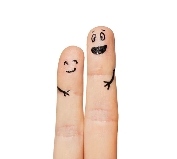 Cerca de dos dedos con caras sonrientes — Foto de Stock