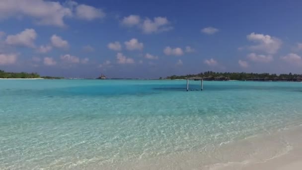 Laguna azul con columpio en la playa de las Maldivas — Vídeos de Stock