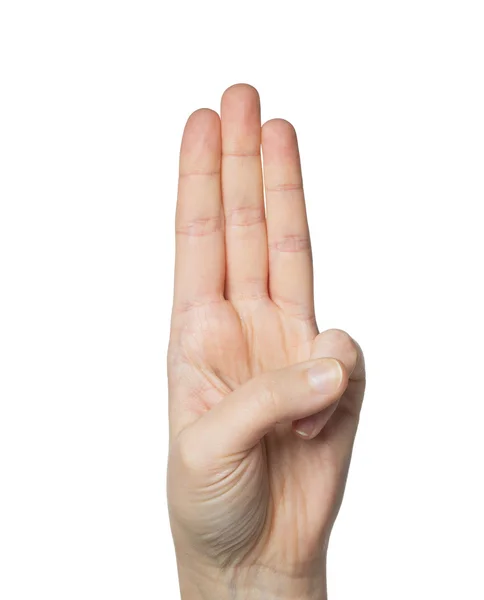 Gros plan de la main montrant trois doigts — Photo