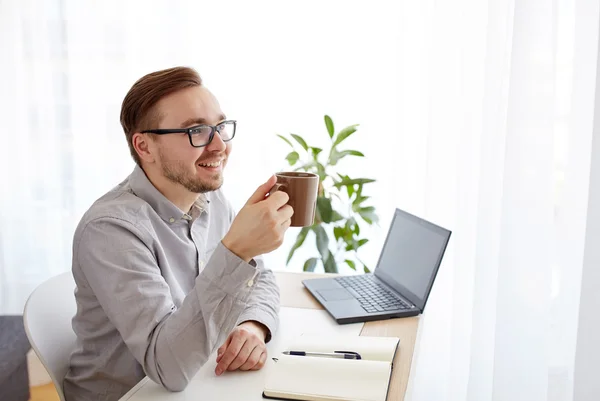 Creative man or businessman drinking coffee — Stock Photo, Image