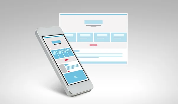 Smarthphone avec conception de page Web à l'écran — Photo
