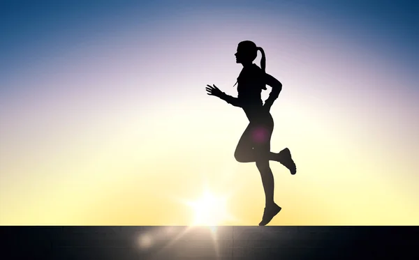 Happy young sports woman running outdoors — Stock Photo, Image