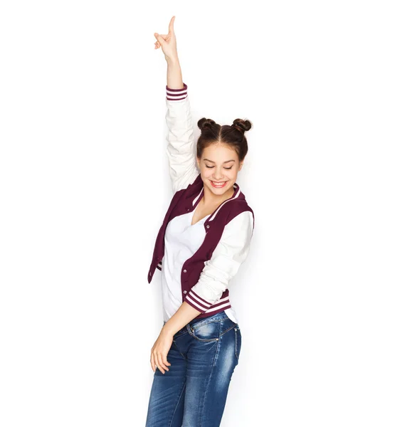 Feliz sorrindo menina bonita adolescente dançando — Fotografia de Stock