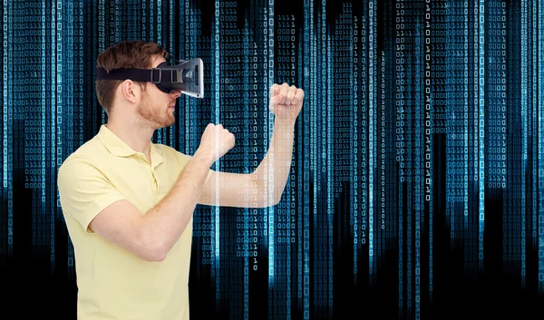 Uomo in realtà virtuale auricolare o occhiali 3d — Foto Stock