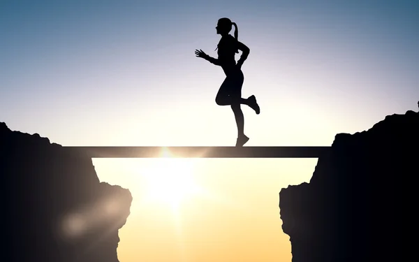 Happy young sports woman running outdoors — Stock Photo, Image