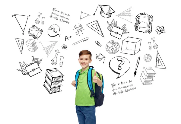 Felice studente ragazzo con la borsa della scuola — Foto Stock