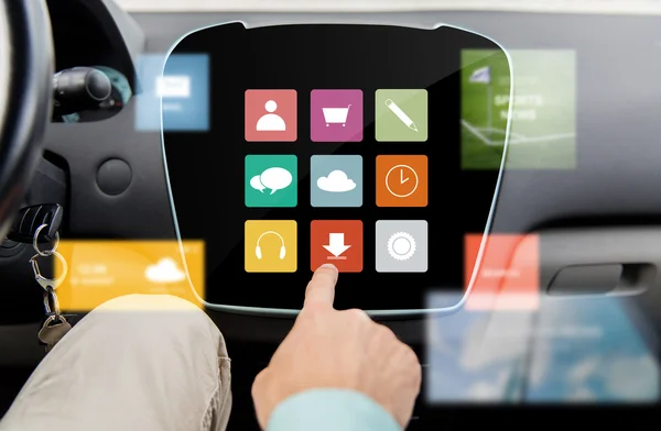 Fermer les icônes de la main et du menu sur l'ordinateur de la voiture — Photo