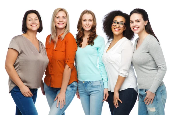 Group of happy different women in casual clothes — Stock Photo, Image