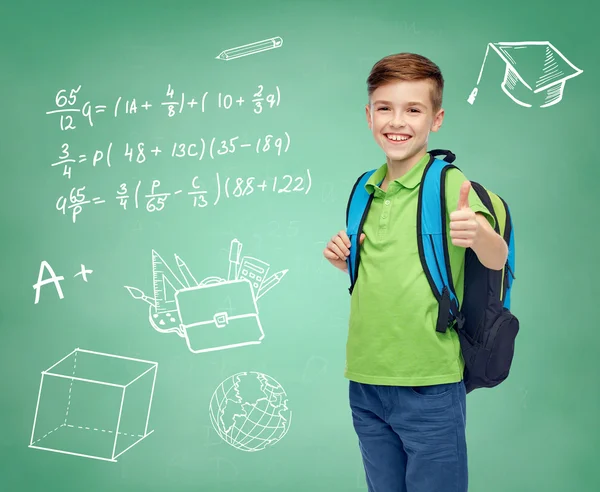 Niño estudiante feliz con la bolsa de la escuela — Foto de Stock