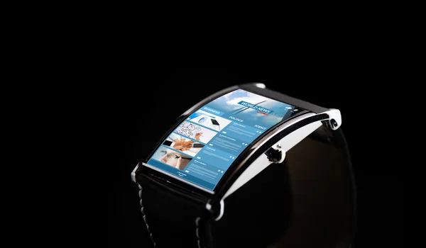 Close up of smart watch with news web page — Stock Photo, Image