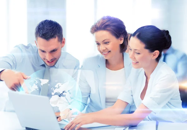 Business teamworking with virtual screen — Stock Photo, Image