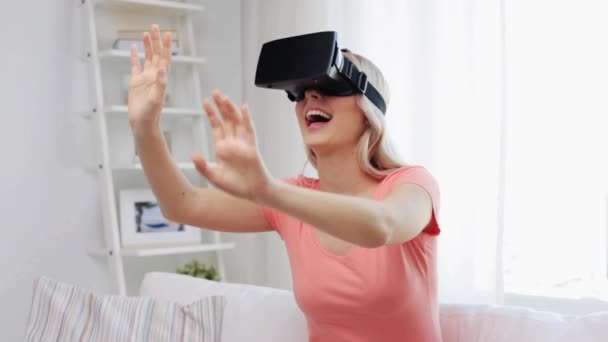Woman in virtual reality headset or 3d glasses — Stock Video