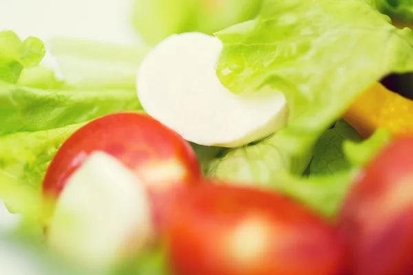 Close up of vegetable salad with mozzarella cheese — Stock Photo, Image