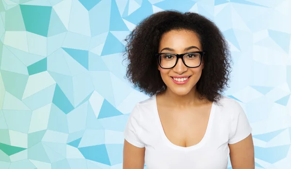 Happy african woman or student girl in eyeglasses — Stock Photo, Image