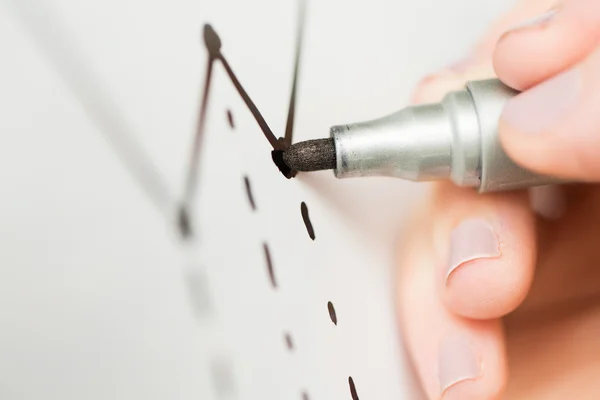 Close up of hand drawing graph on white board — Stock Photo, Image