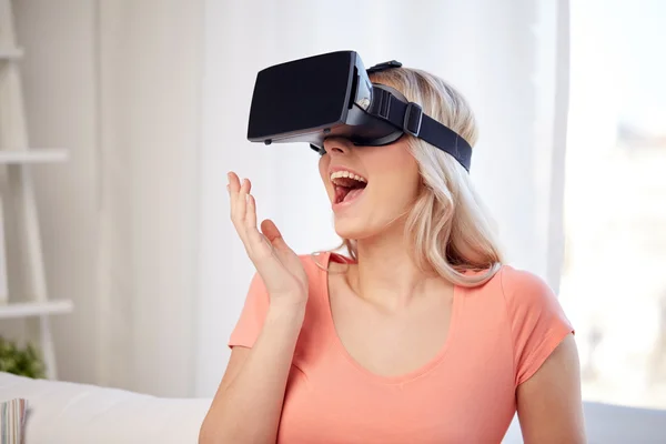 Woman in virtual reality headset or 3d glasses — Stock Photo, Image