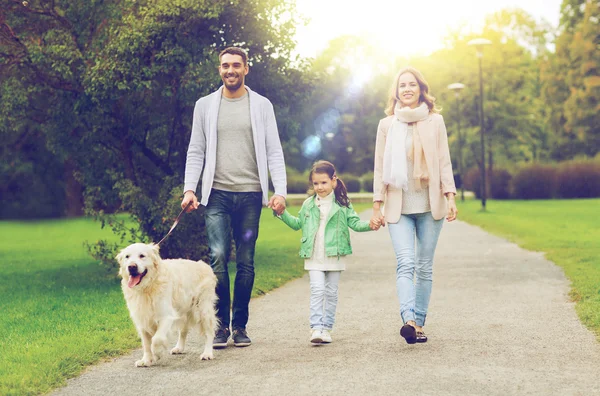 拉布拉多猎犬在公园的快乐家庭 — 图库照片