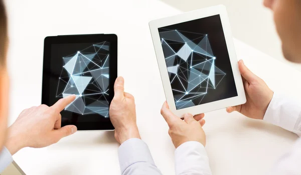 Close up of businessmen hands with tablet pc — Stock Photo, Image