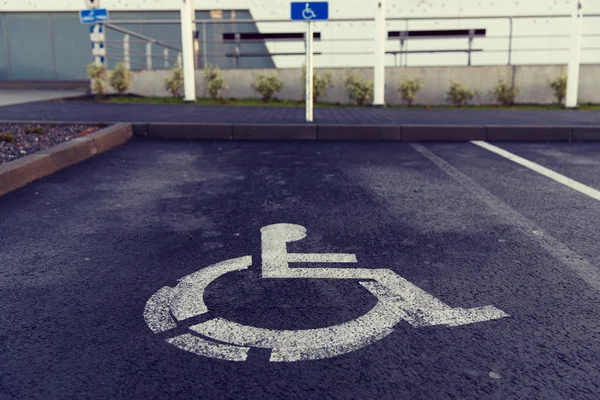 Car parking road sign for disabled outdoors — Stock Photo, Image