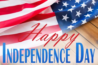 happy independence day over american flag clipart