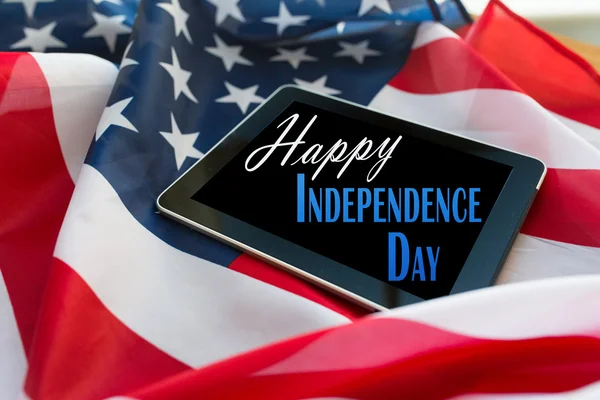 Feliz día de la independencia en la tableta pc — Foto de Stock